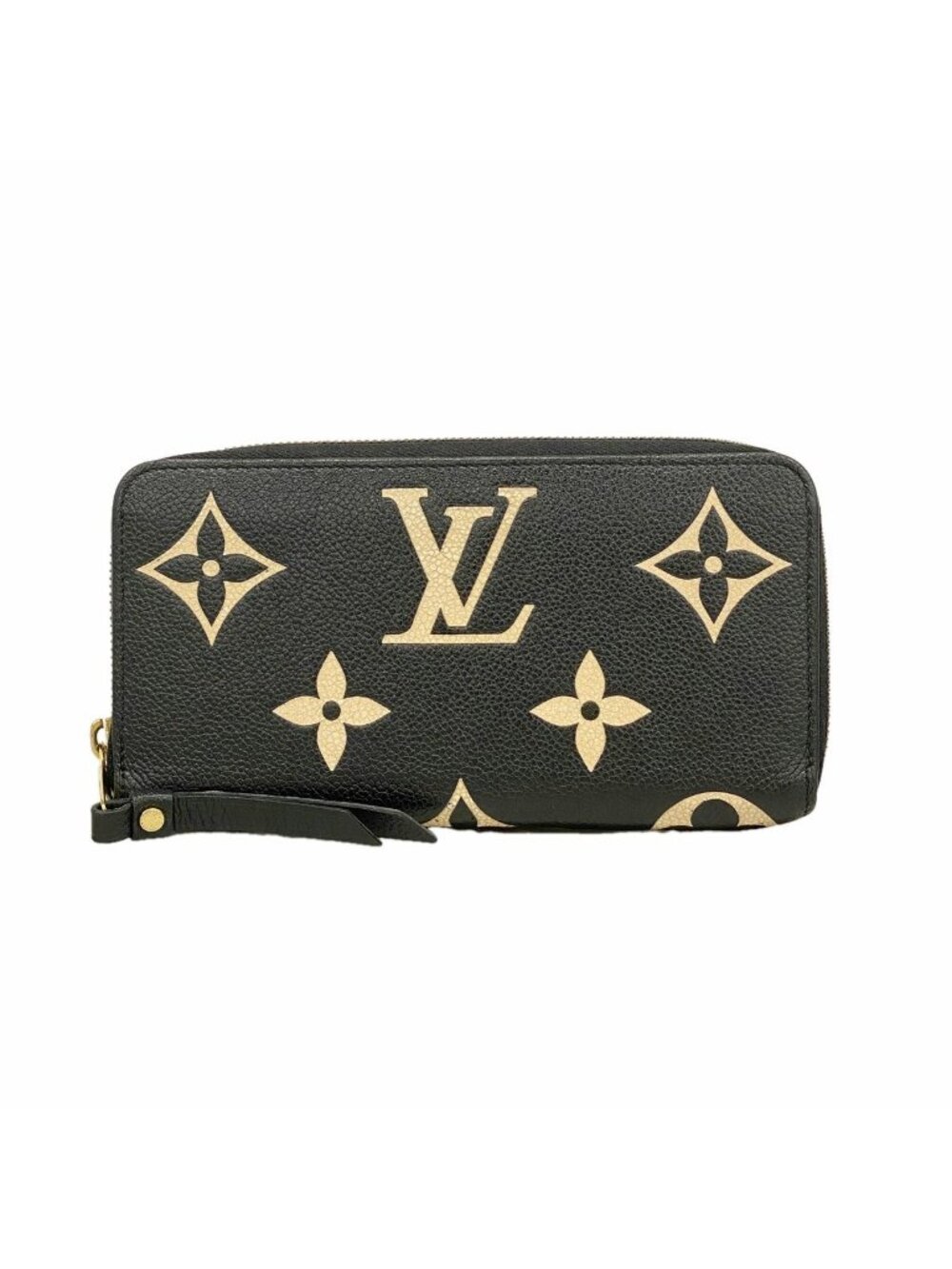 Louis Vuitton Wallet Monogram Empreinte Bicolor Zippy Black Beige